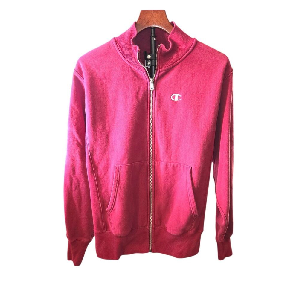 Champion Reverse Weave Vintage Men's Size S Magenta Full Zip Fleece Jacket EUCā